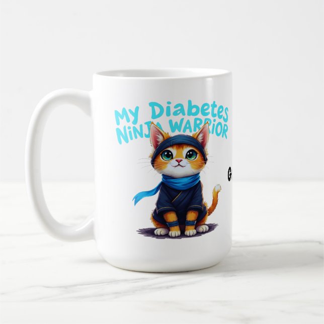 Caneca De Café Design de conscientização sobre gato ninja com dia (Esquerda)