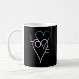 Caneca De Café Design de coração cor-de-rosa e azul