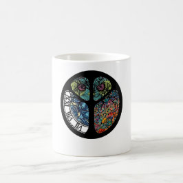 Caneca De Café Design de Coruja de Árvore de Sinais de Paz Colori