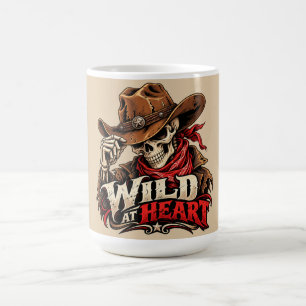 Caneca De Café Design de Cowboy Esqueleto Alma Selvagem Ocidental