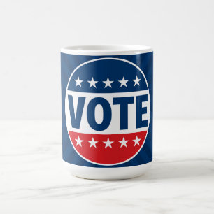Caneca De Café Design de Crachá de Campanha VOTE Bold