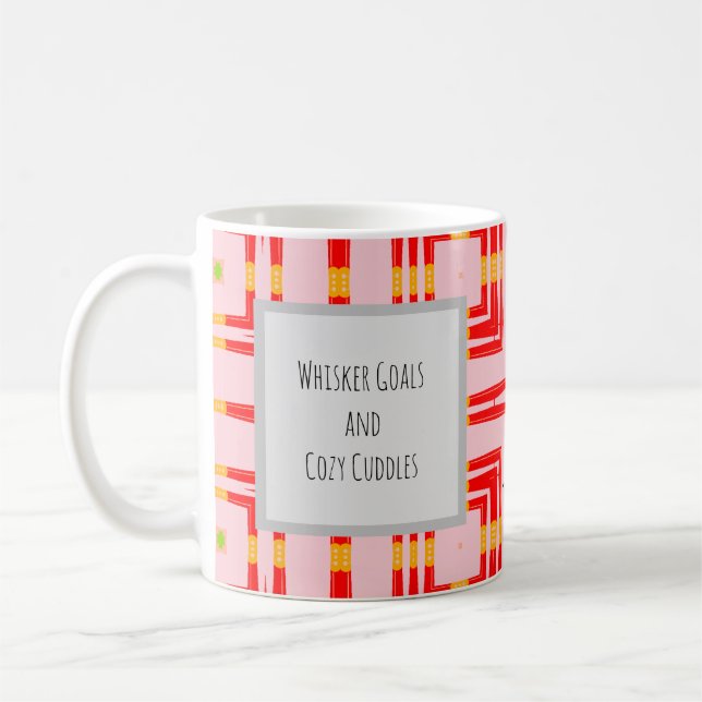 Caneca De Café Design de cruz geométrica moderna, vermelha e rosa (Esquerda)