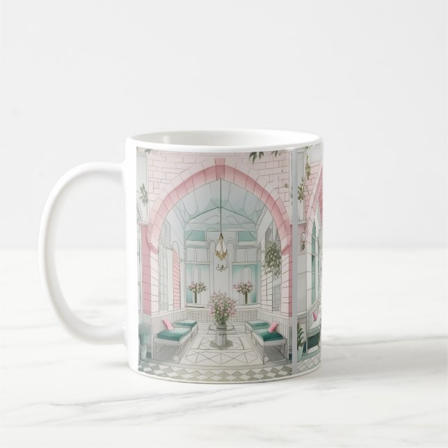 Caneca De Café Design de Damasco da Casa Árabe Tradicional (Esquerda)
