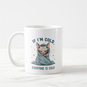 Caneca De Café Design de desenho animado de humor frio com gato S