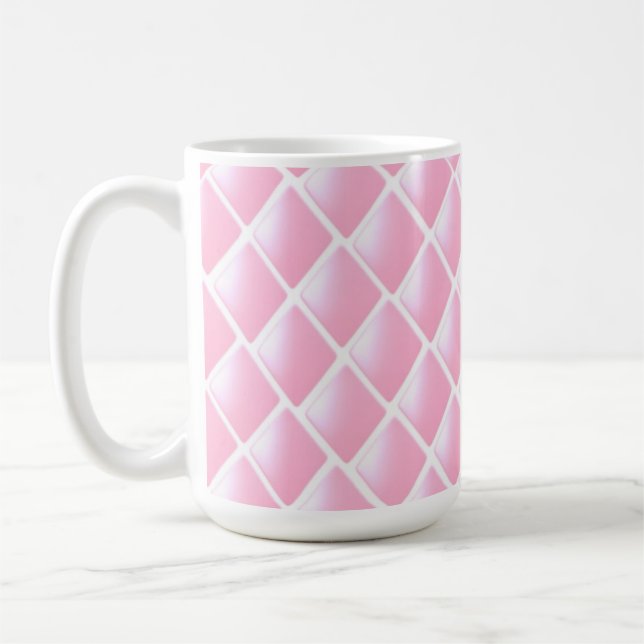 Caneca De Café Design de Diamante Rosa E Branco (Esquerda)