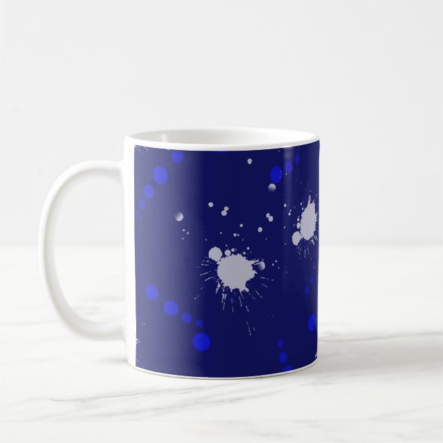 Caneca De Café design de diversão azul e branca (Esquerda)