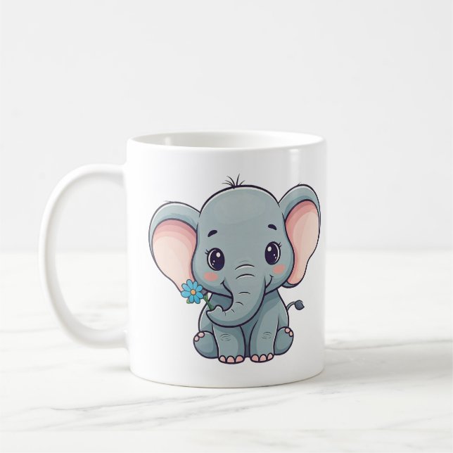 Caneca De Café Design de elefante bebê do estilo cartoon bonito (Esquerda)