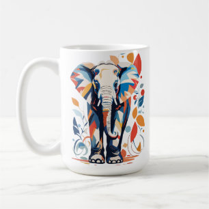 Caneca De Café Design de Elefante Inspirado Colorido Matisse