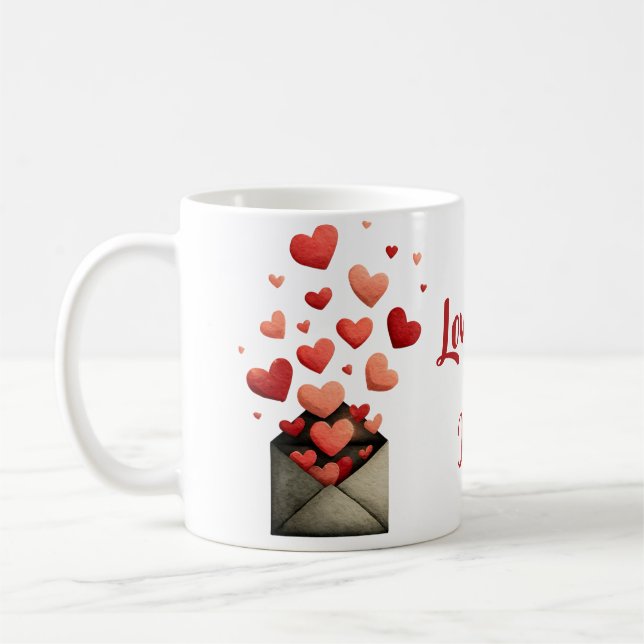 Caneca De Café Design de Envelope do Amor de São Valentim (Esquerda)