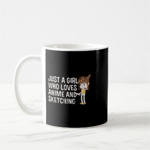 Caneca De Café Design De Esboço De Animes Engraçado Para Meninas 