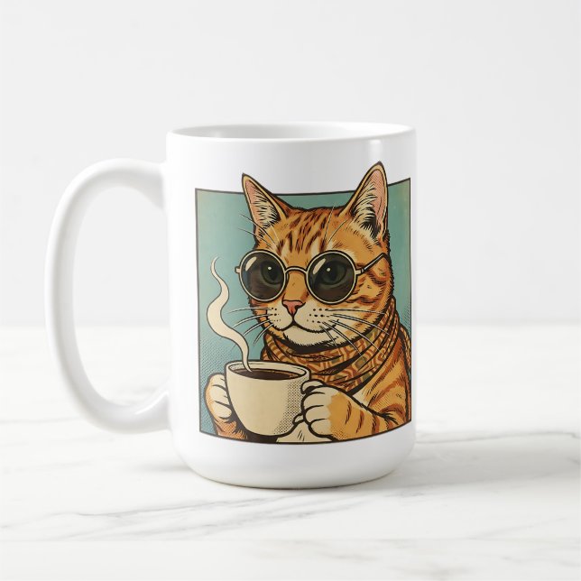 Caneca De Café Design de estilo retrô de café para gatos para ama (Esquerda)