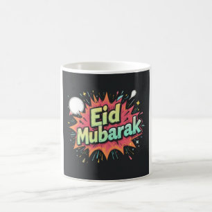 Caneca De Café Design de explosão de Eid Mubarak em quadrinhos