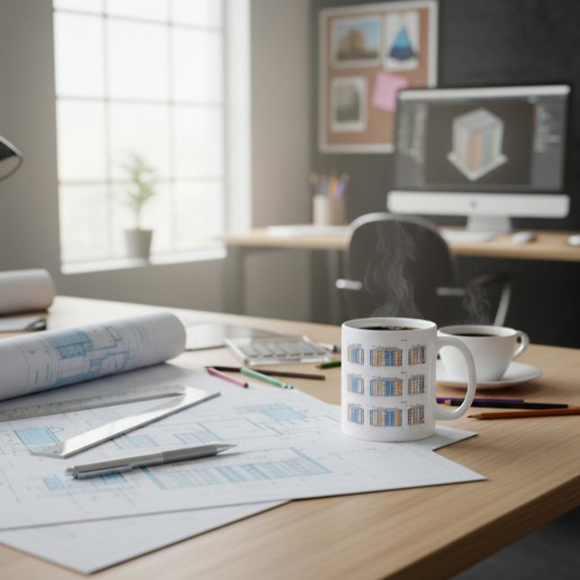 Caneca De Café Design de fachada de arquitetura moderna (Criador carregado)