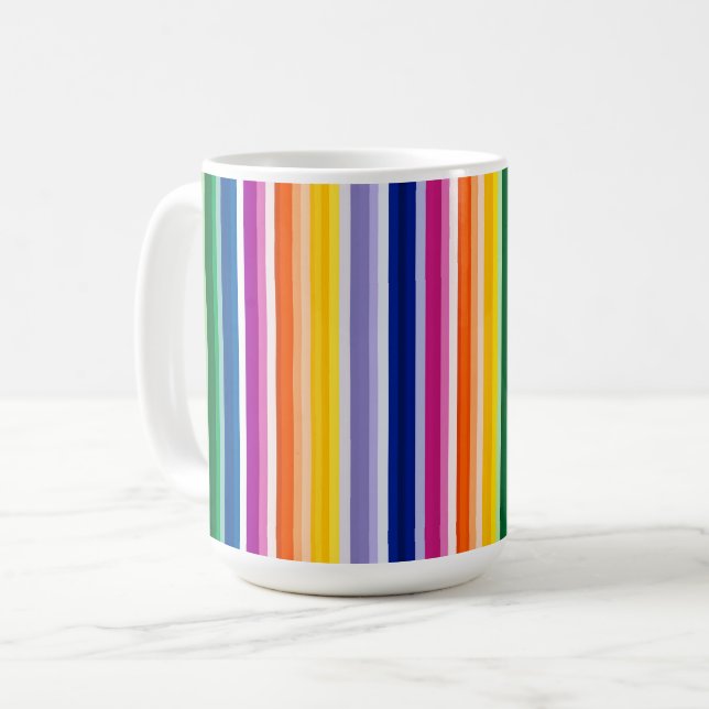 Caneca De Café Design de faixas verticais coloridas (Frente Esquerda)