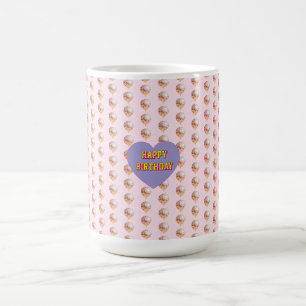 Caneca De Café Design de Feliz Aniversário com Balão Coração Past