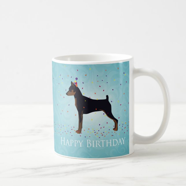 Caneca De Café Design de Feliz Aniversário de Miniatura Pinscher (Direita)