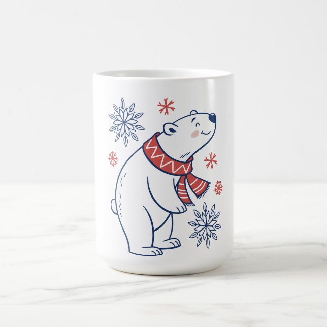 Caneca De Café Design de Feriado de inverno no Urso Polar Cheio (Centro)