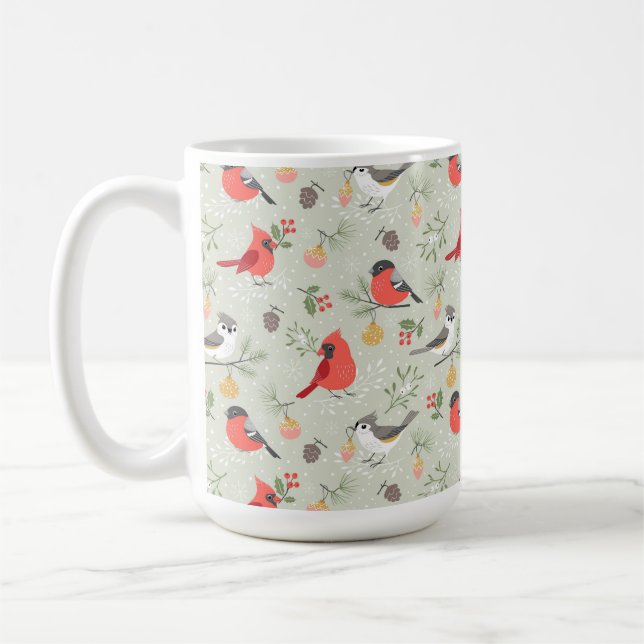 Caneca De Café Design de Feriado de Pássaro de Natal Bonito (Esquerda)