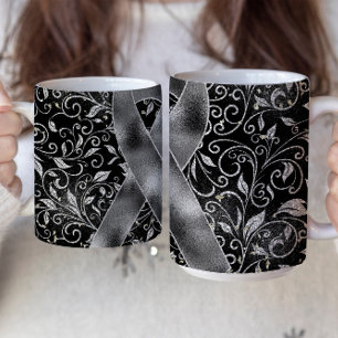 Caneca De Café Design de Fita de Fita de Consciência da cinza