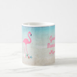 Caneca De Café Design de Flamingo Rosa à Beira-Mar Para Mamãe