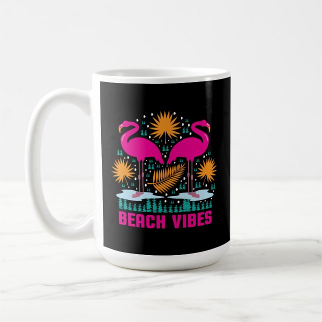 Caneca De Café Design de Flamingos Rosa Vibes de Praia (Esquerda)