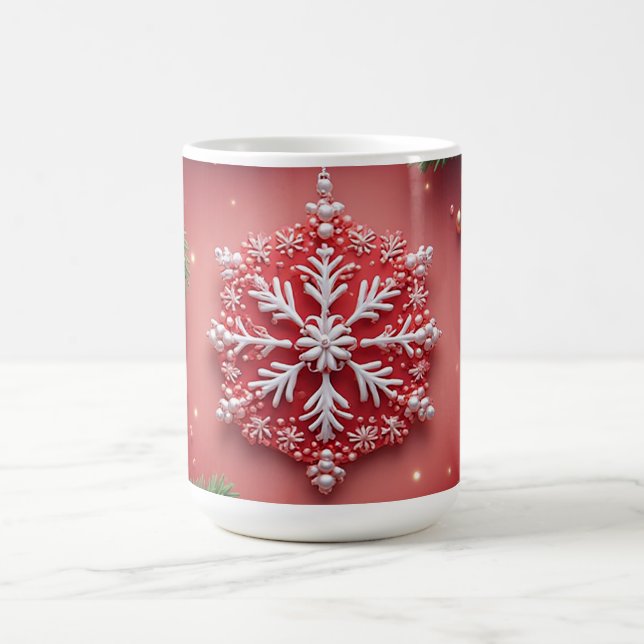 Caneca De Café Design de Floco de Neve de Natal Elegante (Centro)