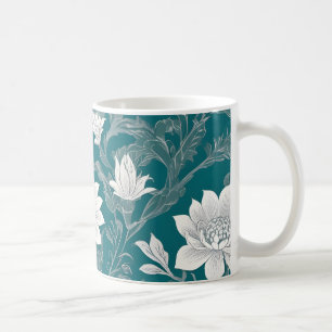 Caneca De Café Design de flor oriental branca