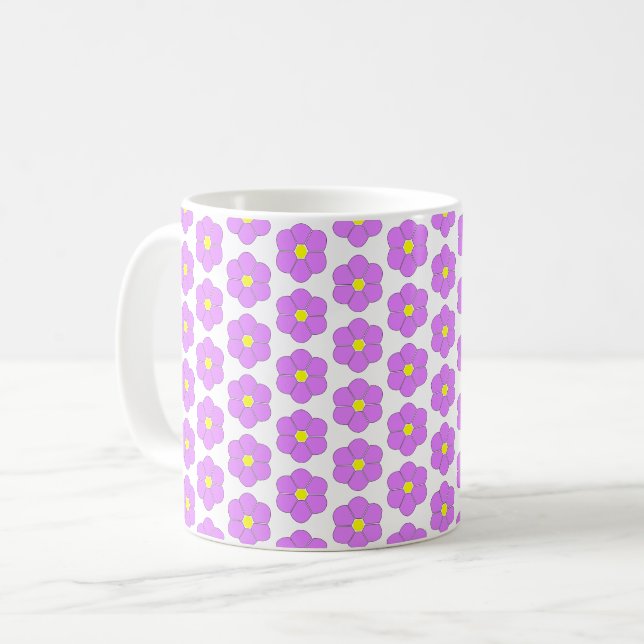Caneca De Café Design de Flor Roxo (Frente Esquerda)