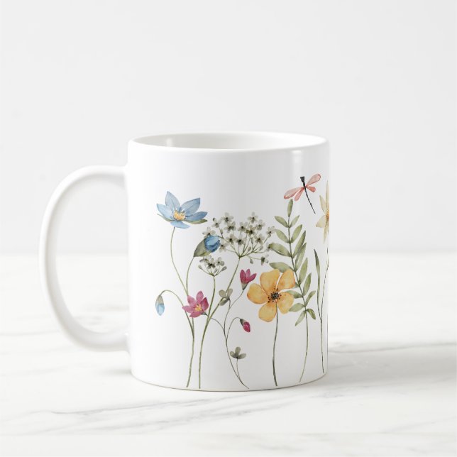 Caneca De Café Design de flor selvagem (Esquerda)
