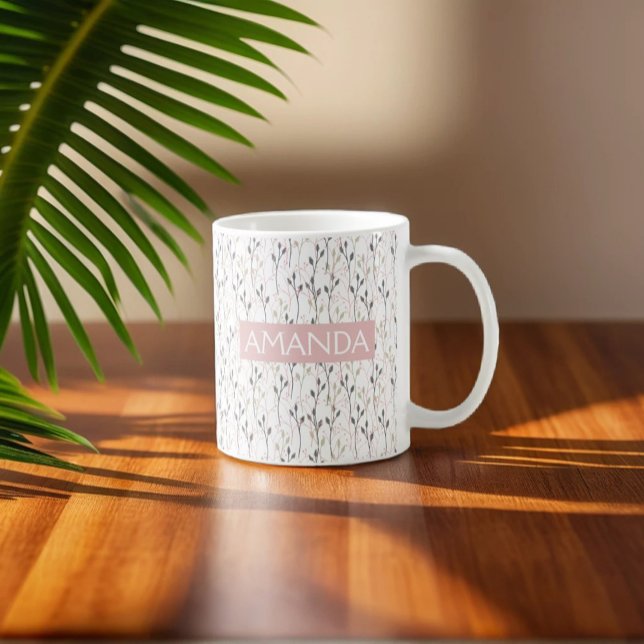 Caneca De Café Design de Flor Selvagem Personalizada em Pastas Mo (Criador carregado)