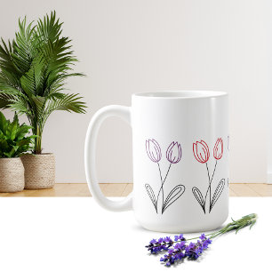 Caneca De Café Design de flor simples de tulipa
