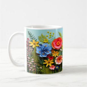 Caneca De Café design de Flores Selvagens 3D