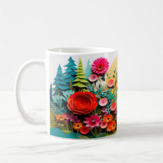Caneca De Café design de Flores Selvagens 3D