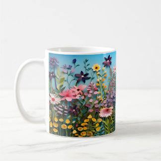 Caneca De Café design de Flores Selvagens 3D