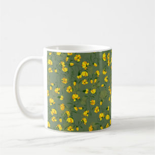 Caneca De Café Design de flores silvestres amarelas
