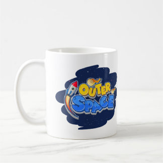 Caneca De Café Design de Foguete Cartoon no Espaço Exterior