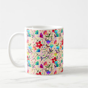 Caneca De Café Design de Folhagem de Folhas Florais Coloridas