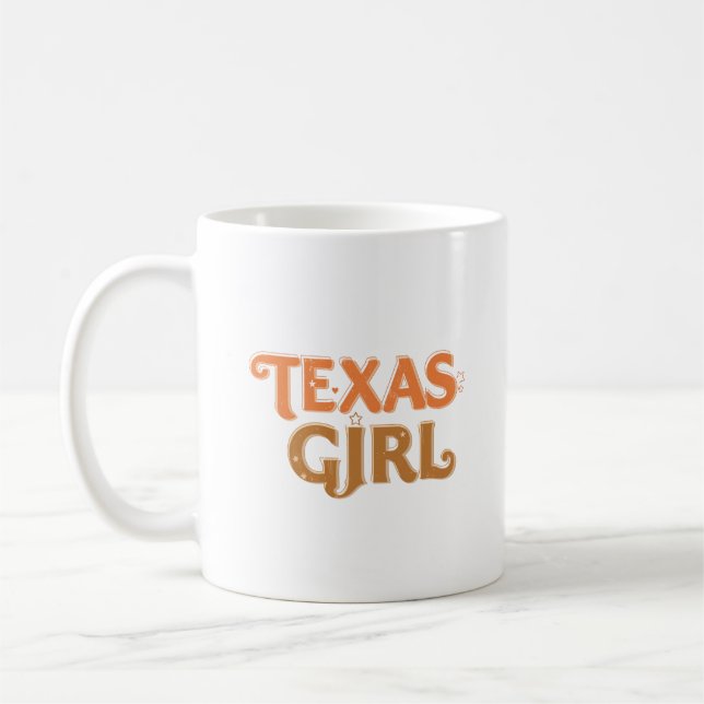 Caneca De Café Design de Fonte Apricot Texas Girl (Esquerda)