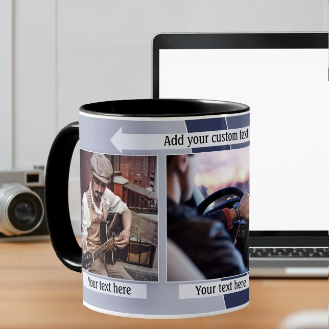 Caneca De Café Design de Foto Geométrica da Cinza Azul (Criador carregado)