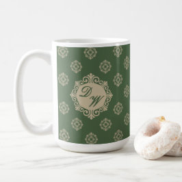 Caneca De Café Design de Foulard Estilizado em Sage Green