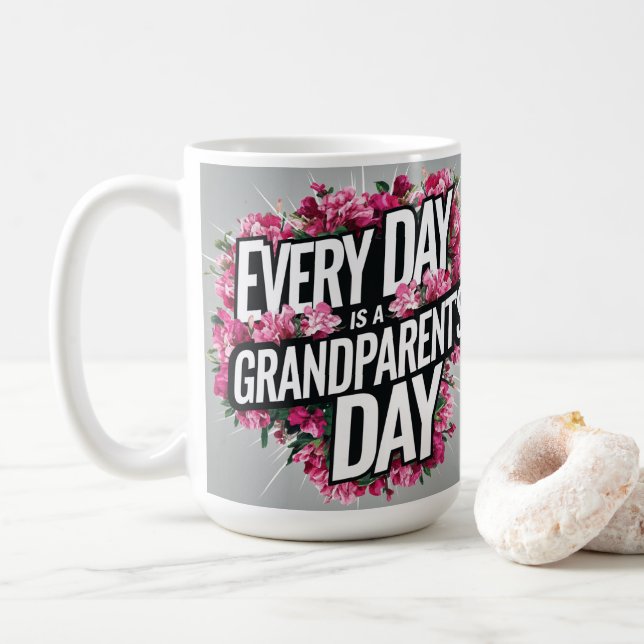 Caneca De Café Design de Frame Floral Avô e Encantador (Com Donut)