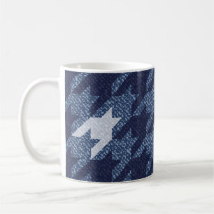 Caneca De Café Design de Fundo de Jeans com Xadrez Houndstooth