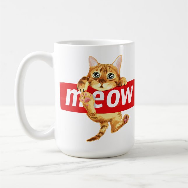 Caneca De Café Design de Gatinho Sinal de Meow (Esquerda)