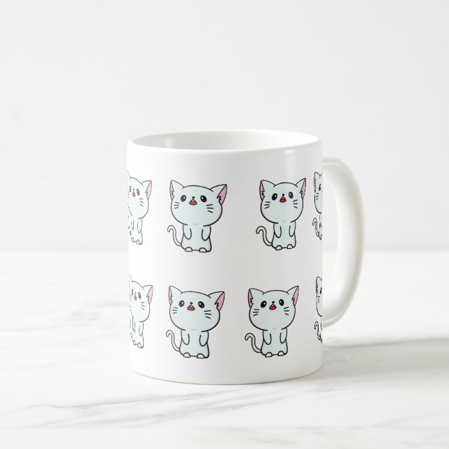 Caneca De Café Design de Gato Branco - Amante de os animais Adorá (Frente Esquerda)