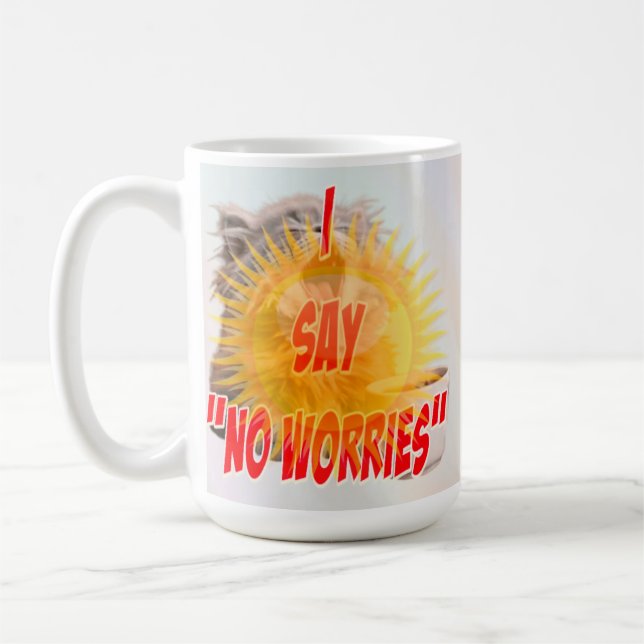 Caneca De Café Design de Gato Relaxado 'Sem Preocupações' (Esquerda)