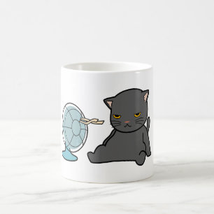 Caneca De Café design de gatos de verão na frente do ventilador  