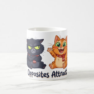 Caneca De Café Design de Gatos Fofos que Atraem Opostos
