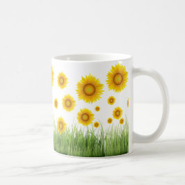 Caneca De Café Design de Gráfico de Girassol Brilhante e Elegante