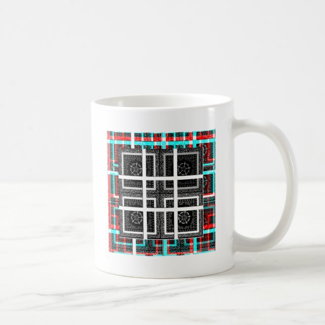 Caneca De Café Design de Gráficos Preto, Branco e Vermelho com Ve (Direita)