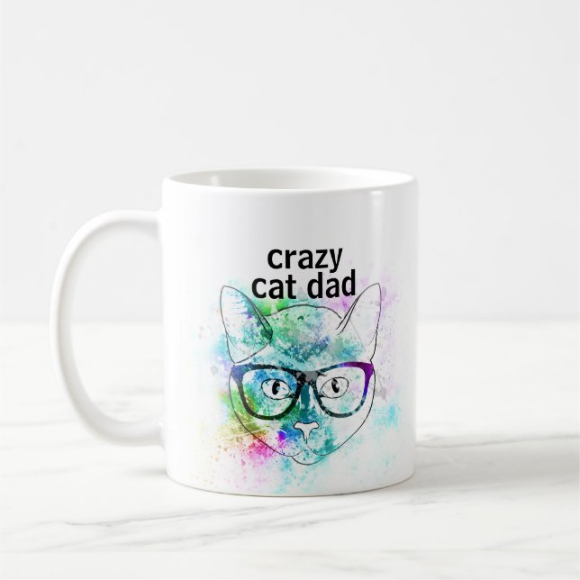 Caneca De Café design de hipster giro pai de gato louco (Esquerda)